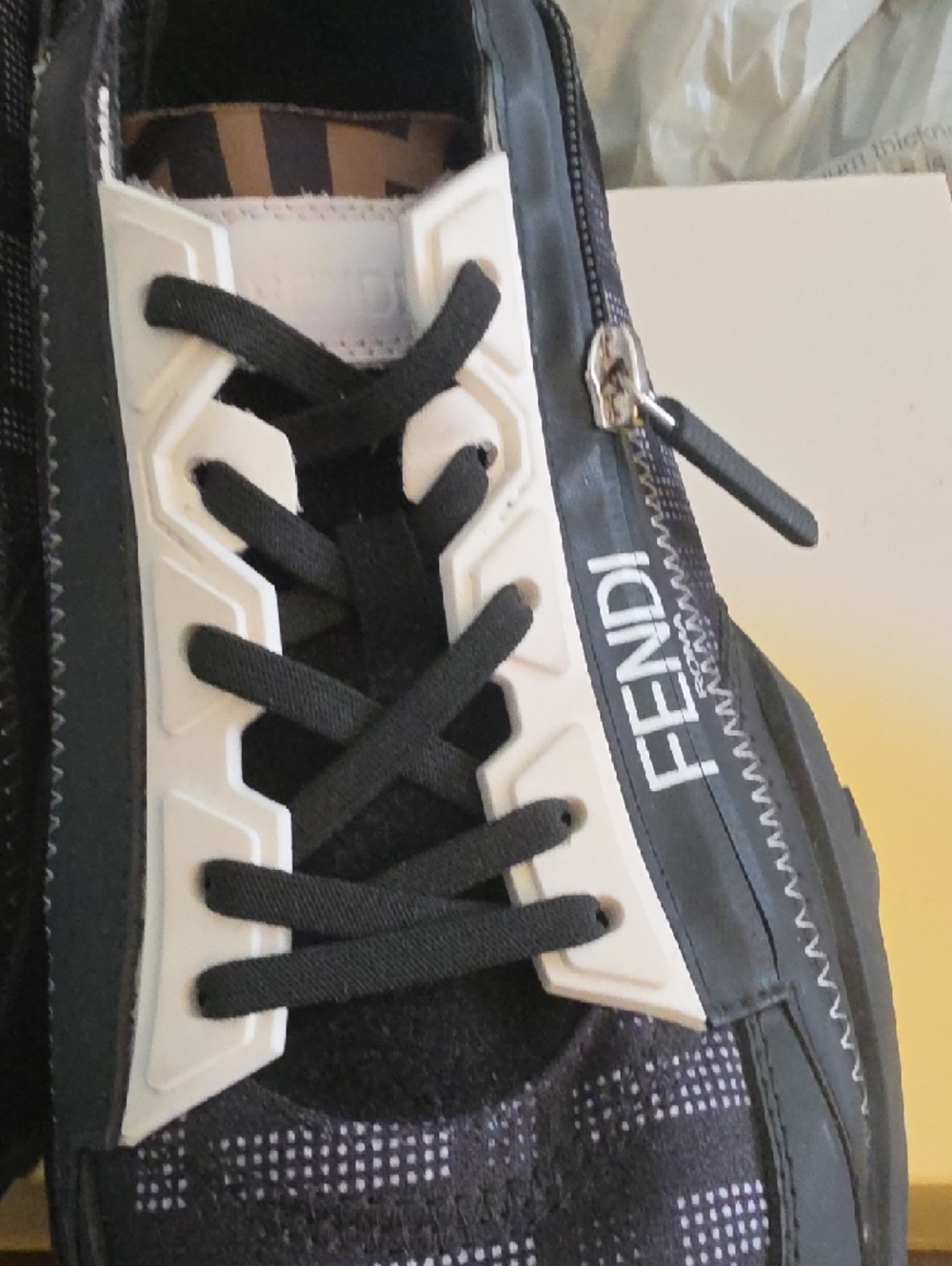 Fendi Black, White & Purple Men’s Low-Top Logo Sneakers - Picture 11 of 12